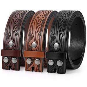5319 3 Pack Western Belts For Men Woman Without Buckle, Cowgirl Cowboy Belt